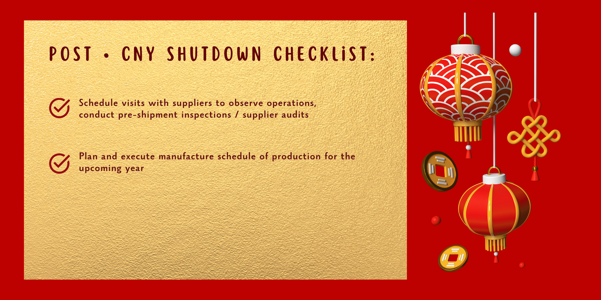 Post_CNY Shutdown checklist